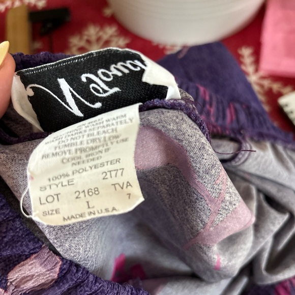 Vintage Made in USA Colorful Purple Pink Floral Leaf Fairycore Whimsy Skirt Lg - Picture 5 of 5